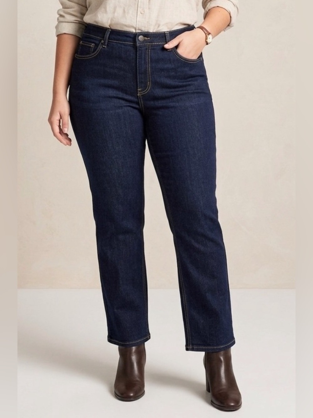 Denim & Co. 16 Petite Dark Denim Jeans-Stretch - Inseam 27”